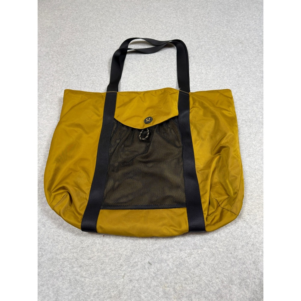 Lululemon Packable Take it on Tote Bag Gold Spice Black Straps Shopper